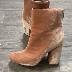 Coral/pink velvet Ivanka Trump booties